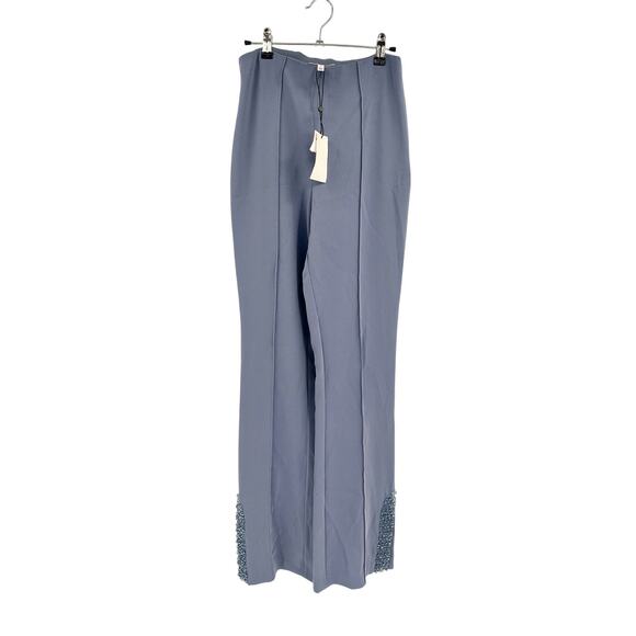 Cinq a Sept Embellished Straight Leg High Waisted Seamed Pants in Slate 6 NWT - Picture 2 of 4